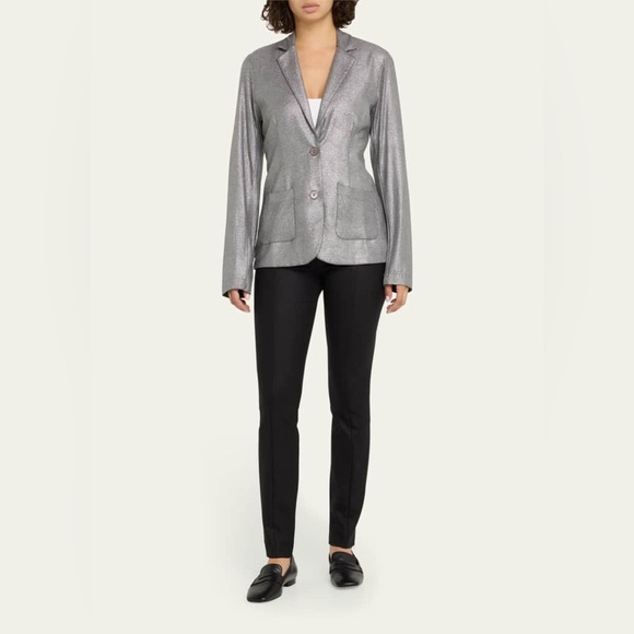 MAJESTIC FILATURES Soft Touch Metallic Two-Button Blazer - Picture 4 of 5